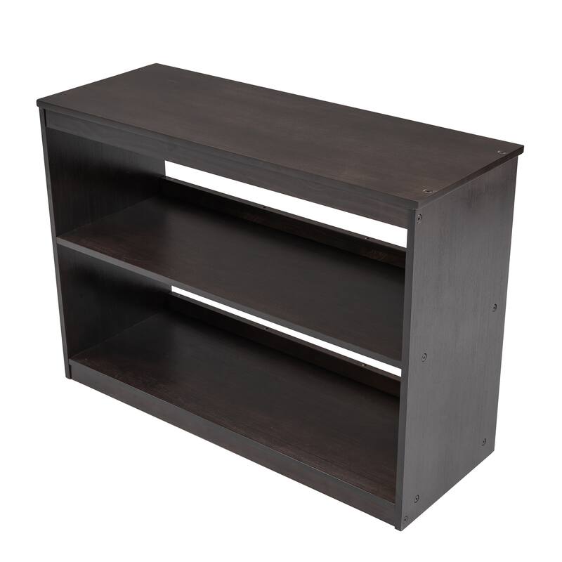 Low Twin Loft Bed with Rolling Desk, Storage Drawers, and Bookshelf, Space-Saving Design