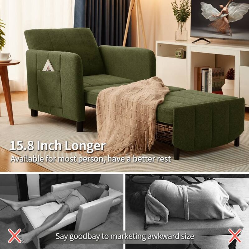 84" 4-in-1 Pull Out Recliner Chair Bed Sleeper Sofa Bed