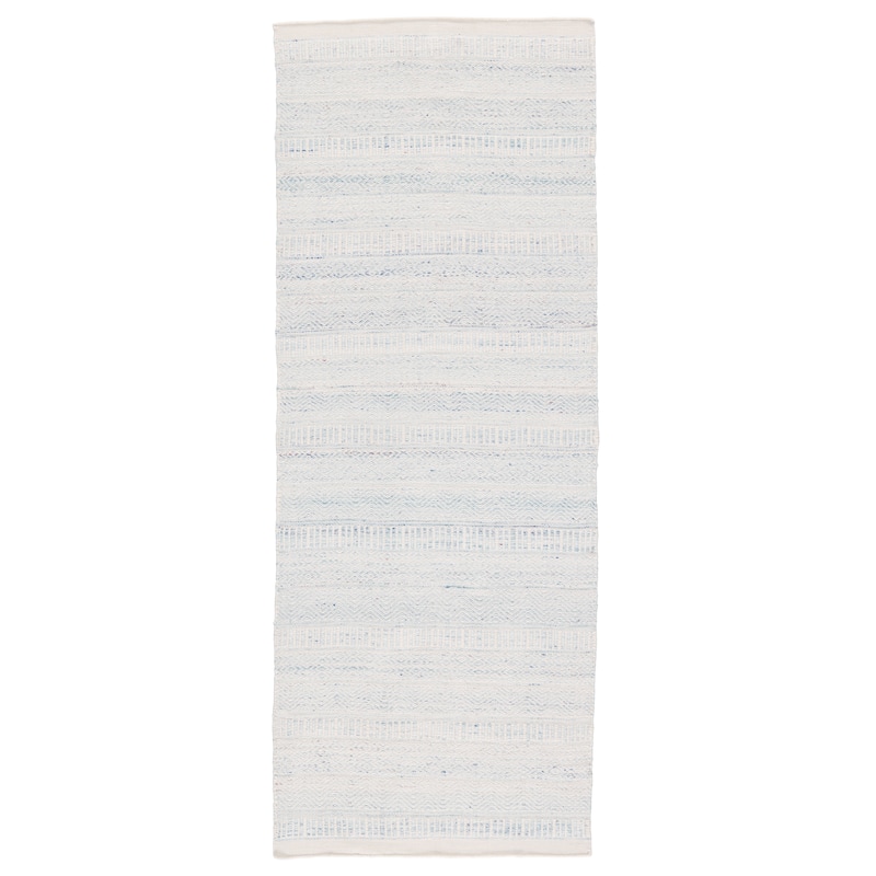 Harley Indoor/ Outdoor Tribal Area Rug - 3'X8' - Light Blue/Ivory