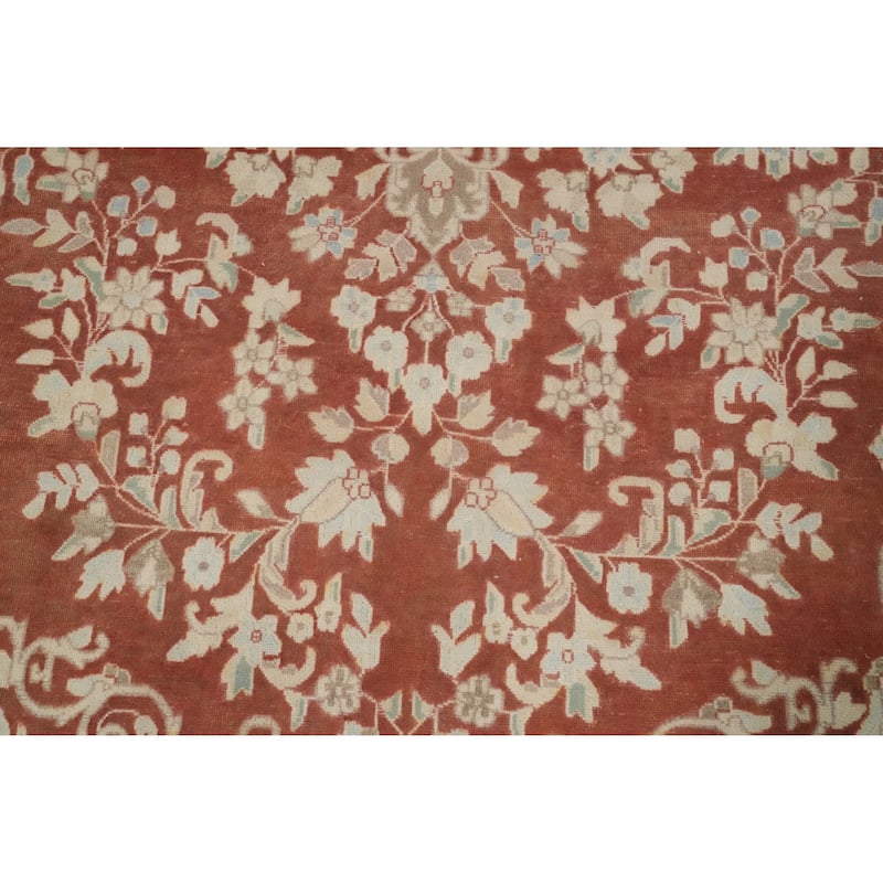 Hand Knotted Oriental 100% Wool Carpet Traditional Floral Oranges & Rust Kerman Area Rug - 12' 8'' X 9' 7''