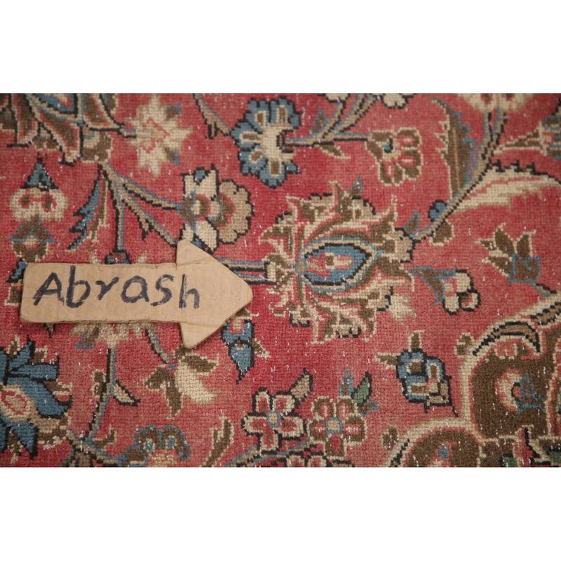 Hand Knotted Oriental 100% Wool Carpet Traditional Floral Pink Kashan Area Rug - 12' 11'' X 9' 7''