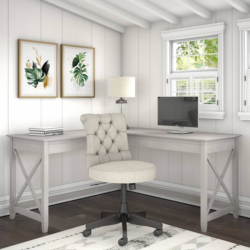 Key West 60W L-Desk with Tufted Office Chair by Bush Furniture