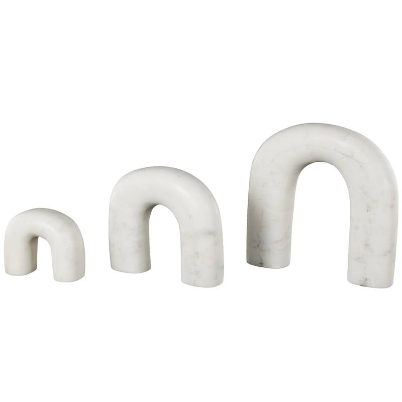 Marble Abstract Arched Sculpture with Varying Sizes - Set of 3 White or Black - Roche River Decor - White