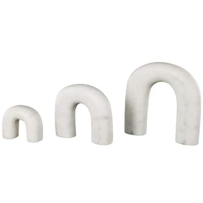 Marble Abstract Arched Sculpture with Varying Sizes - Set of 3 White or Black - Roche River Decor