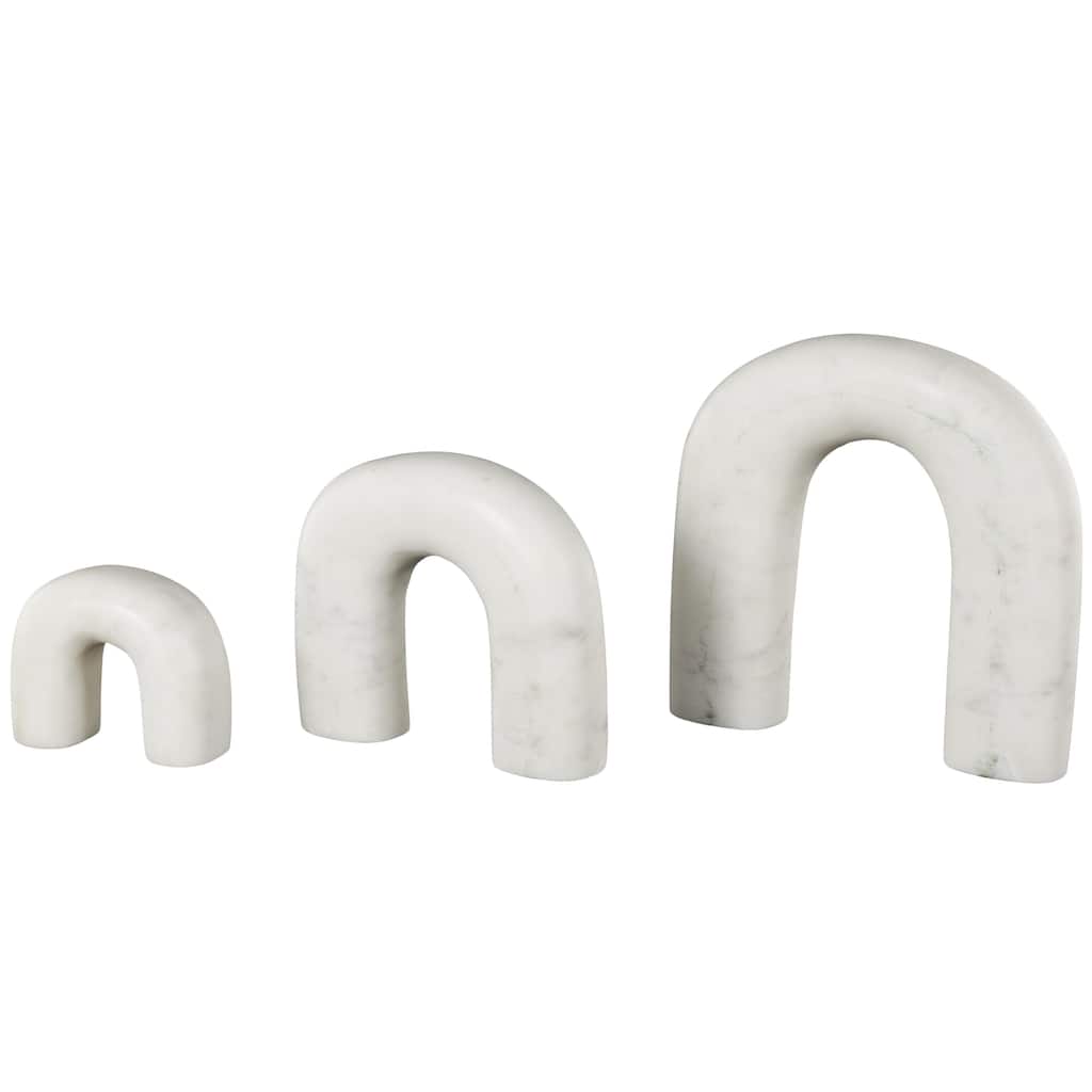 Marble Abstract Arched Sculpture with Varying Sizes - Set of 3 White or Black - Roche River Decor