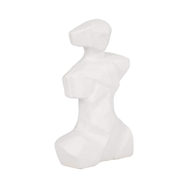 Sagebrook Home's 13" Abstract Venetian Figurine in Pristine White Ceramic - Artistic Flair - 8" x 3" x 13"
