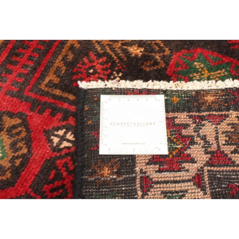 ECARPETGALLERY Hand-knotted Baluch Dark Red Wool Rug - 3'4 x 6'5