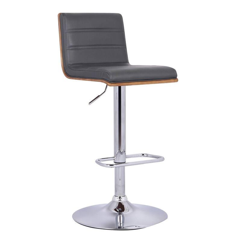 Wooden Support Faux Leather Barstool with Pedestal Base - 33 H x 14 W x 15 L Inches