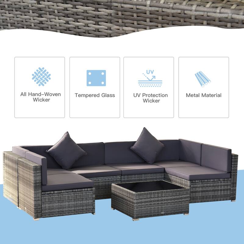 Siara 7-piece Rattan Wicker Sectional Patio Set by Havenside Home