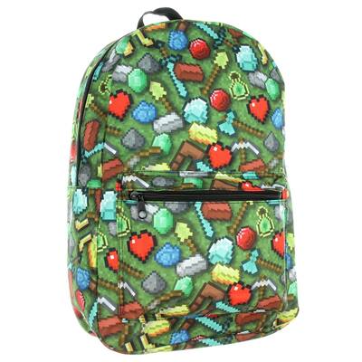 Minecraft Sword Pickaxe Items All Over Sublimated Print Laptop Backpack Bag - One Size