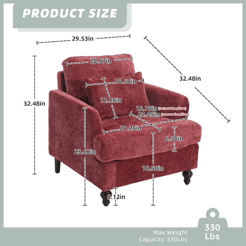 HOMEFUN Wood Frame Armchair, Modern Accent Chair Lounge Chair for Living Room