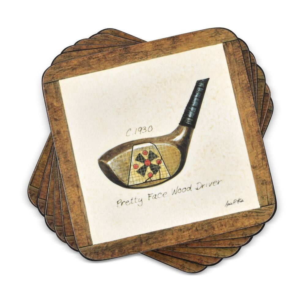 Pimpernel Set of 6 A History of Golf Coasters - 4 Inches Sq.