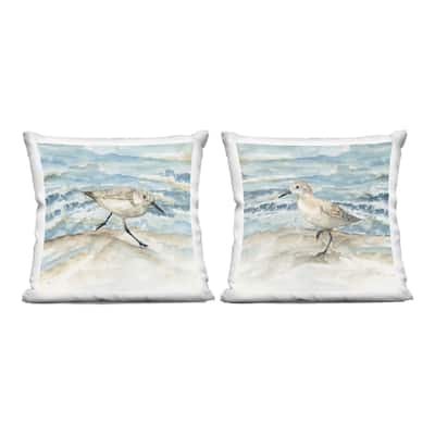 Stupell Sandpipers Treading Beach Shore Decorative Printed Throw Pillow Design by Nan (Set of 2)