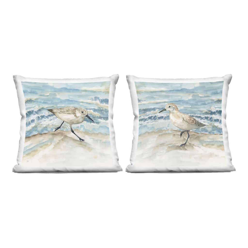Stupell Sandpipers Treading Beach Shore Decorative Printed Throw Pillow Design by Nan (Set of 2)