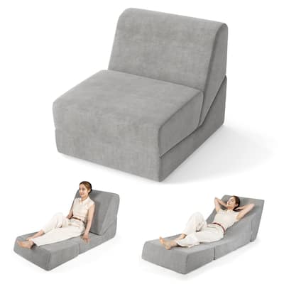 Gymax 3-in-1 Folding Sofa Bed Convertible Sleeper Chair w/ Washable