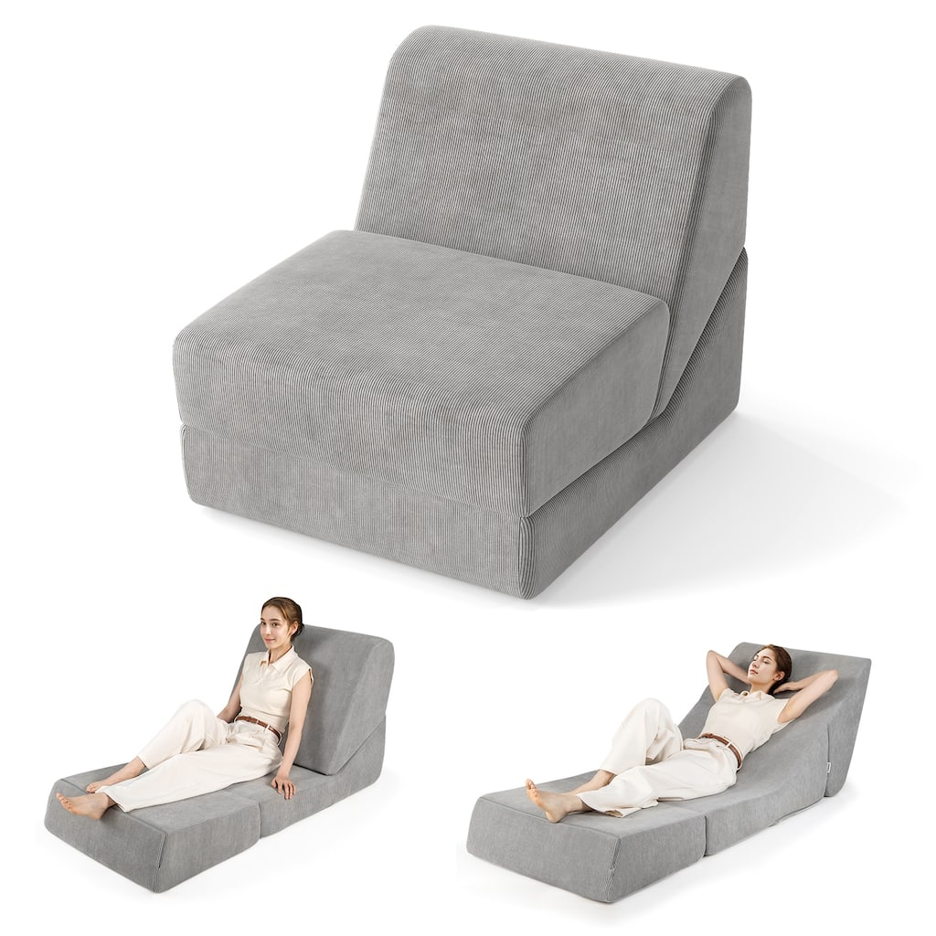 Gymax 3-in-1 Folding Sofa Bed Convertible Sleeper Chair w/ Washable