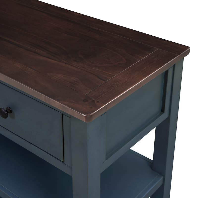 Retro Design Console Table with Two Open Shelves