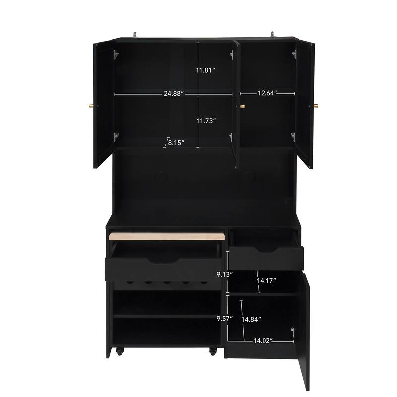 Modern Buffet Cabinet with Kitchen Cart, Microwave Stand and Adjustable Shelves