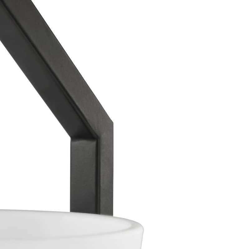 Vertex Collection One-Light Matte Black Etched White Contemporary Semi-Flush Mount - 7.37 in x 5 in x 11.62 in