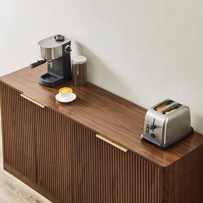 59-inch Modern Wavy Sideboard, Curved Contour Design Storage Cabinet, 4-door Cabinet With Storage Function For kitchen bedroom