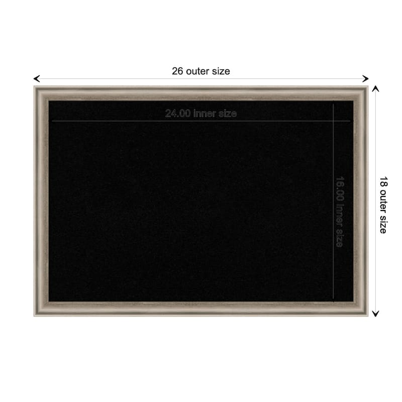Salon Wood Framed Black Corkboard Bulletin Board - Salon Scoop Pewter - Board Size 24x16
