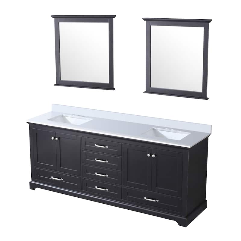 Dukes 80 in. Double Bath Vanity, Cultured Marble Top & 30 in. Mirrors