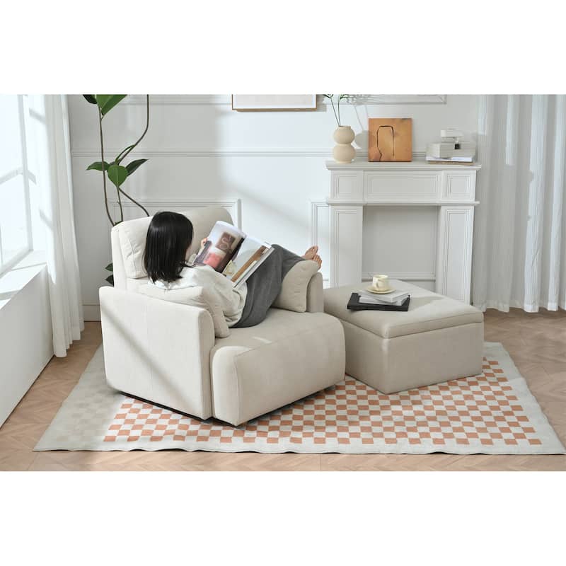 Oversized Chair W/Storage Ottoman, Wide Accent Armchair Chair For Living Room, Modern Lounge Chair,Deep Seat Sofa Couch