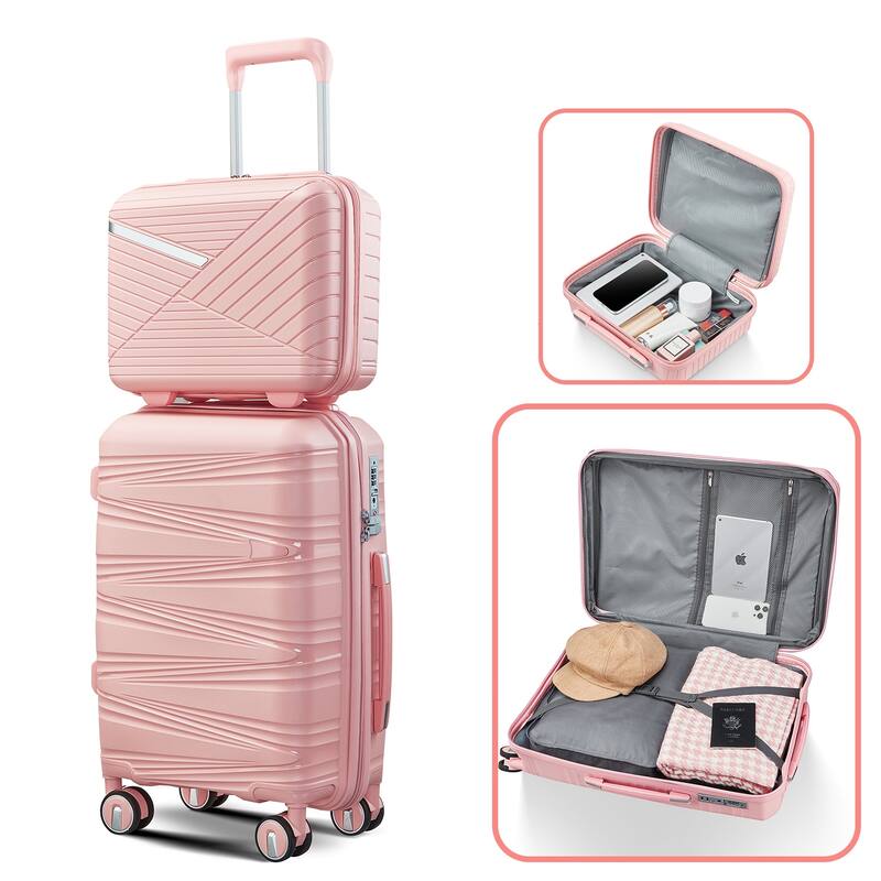 Luggage 4 Piece Sets(14/20/24/28), Carry on Hard Shell Lightweight Expandable Suitcase Set with Spinner Wheels & TSA Lock