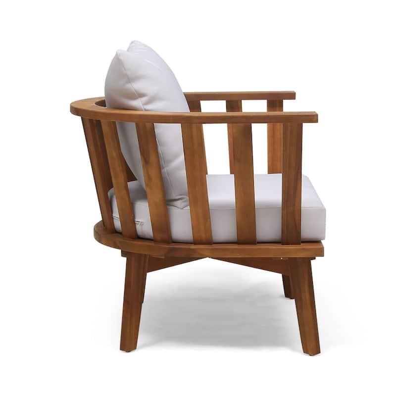 Solano Outdoor Wooden Club Chair with Cushions by Christopher Knight Home