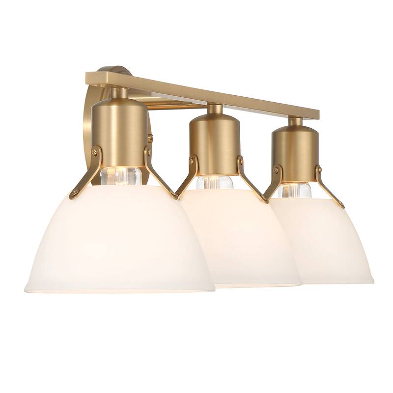 Cooper Metal 3-Light Vanity Light with Etched Glass Shades - 7.0"L x 24.0"W x 7.6"H