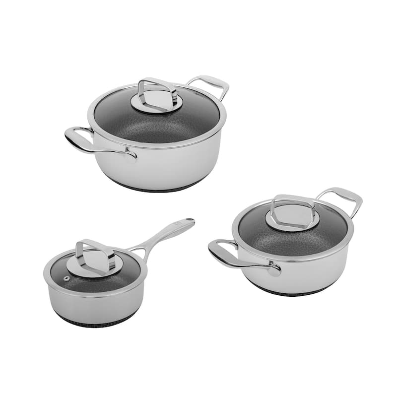DiamondClad 6pc Hybrid Nonstick Stainless Steel Stock Pot and Saucepan Set