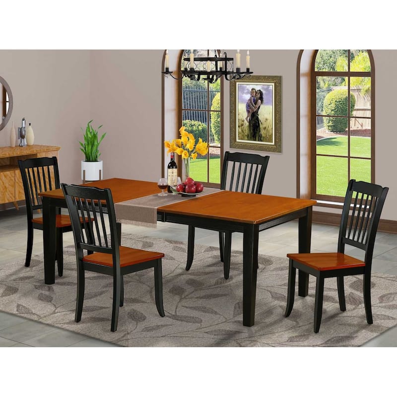 Vintage Dining Set 5Pc Rectangular Table & 4 Chairs - 60/78 Inch Extendable Table