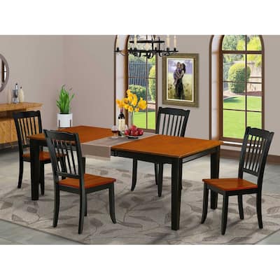 Vintage Dining Set 5Pc Rectangular Table & 4 Chairs - 60/78 Inch Extendable Table