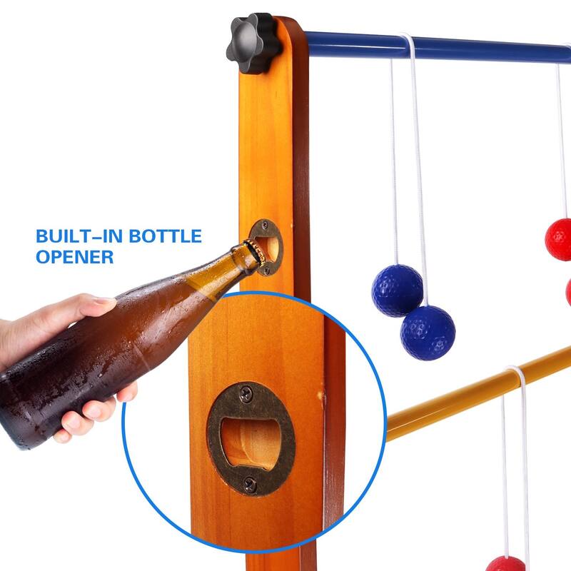 GSE™ Premium Solid Wood Ladder Ball Toss Game Set with Ladder Ball Bolas & Carrying Case - Wooden Ladder Set
