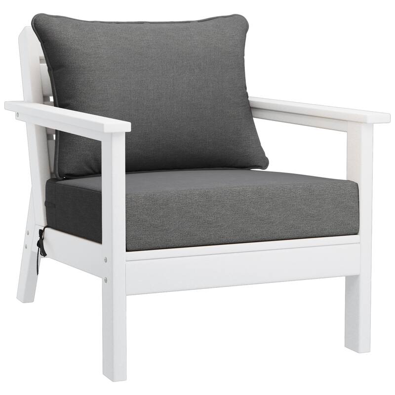 Birchwood All Weather HDPE Outdoor Patio White Deep Seating Conversation Set (5-Piece Set)