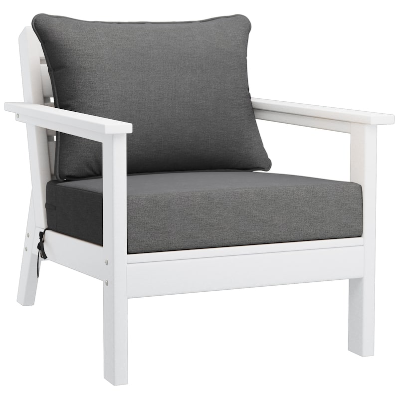 Birchwood All Weather HDPE Outdoor Patio White Deep Seating Conversation Set (6-Piece Set)