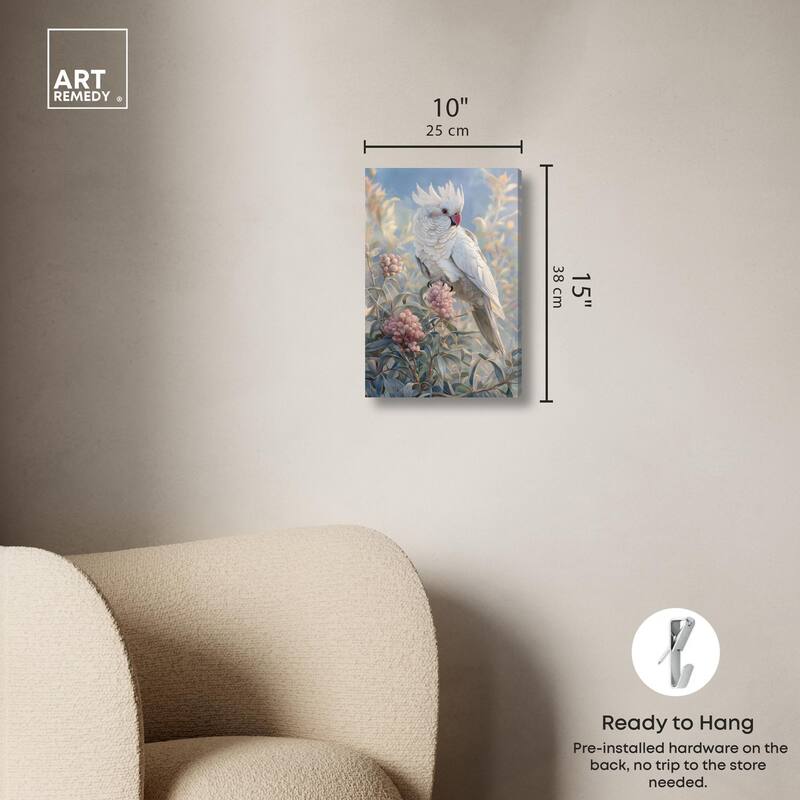 Cockatoo and Blossoms Canvas by Art Remedy, Gallery Wrapped