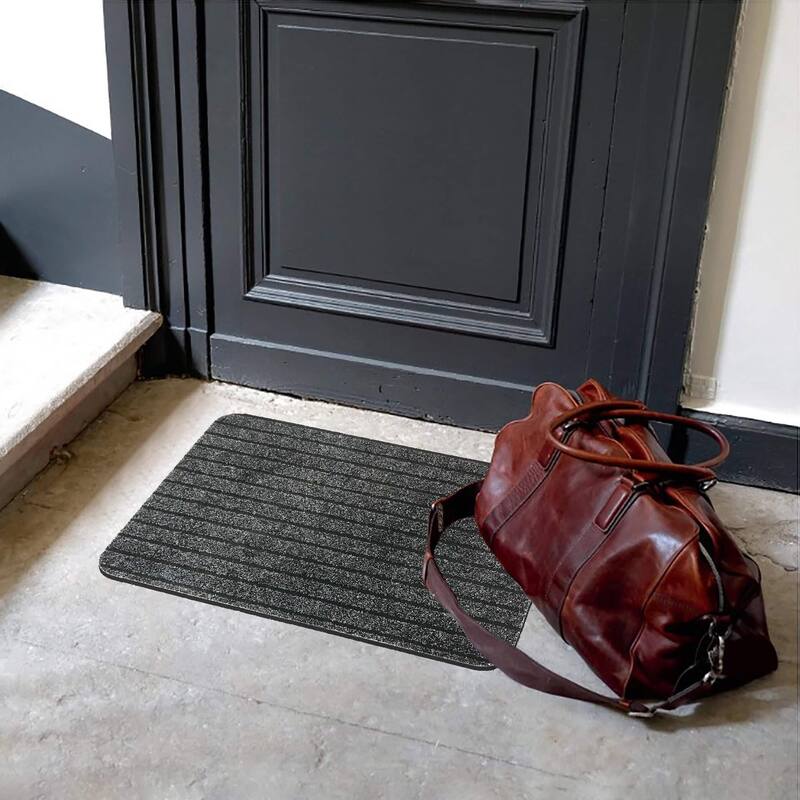 Outdoor Front Door Mat Chloe Polypropylene Latex Rug 24x16 Grey