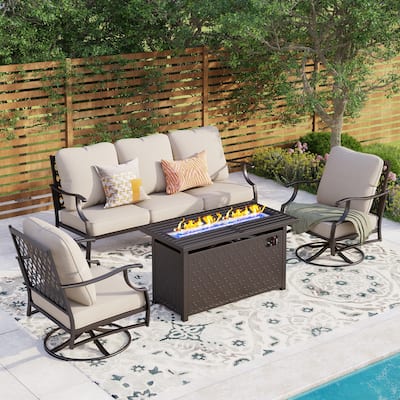MAISON ARTS Outdoor Sofa Set 4/6-Piece Patio Conversation Set with 45'' Gas Fire Pit Table