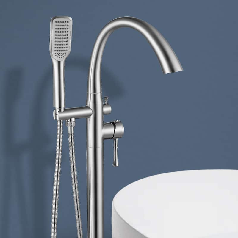 Topcraft Floor Mounted Bathtub Filler with Handheld Showerhead