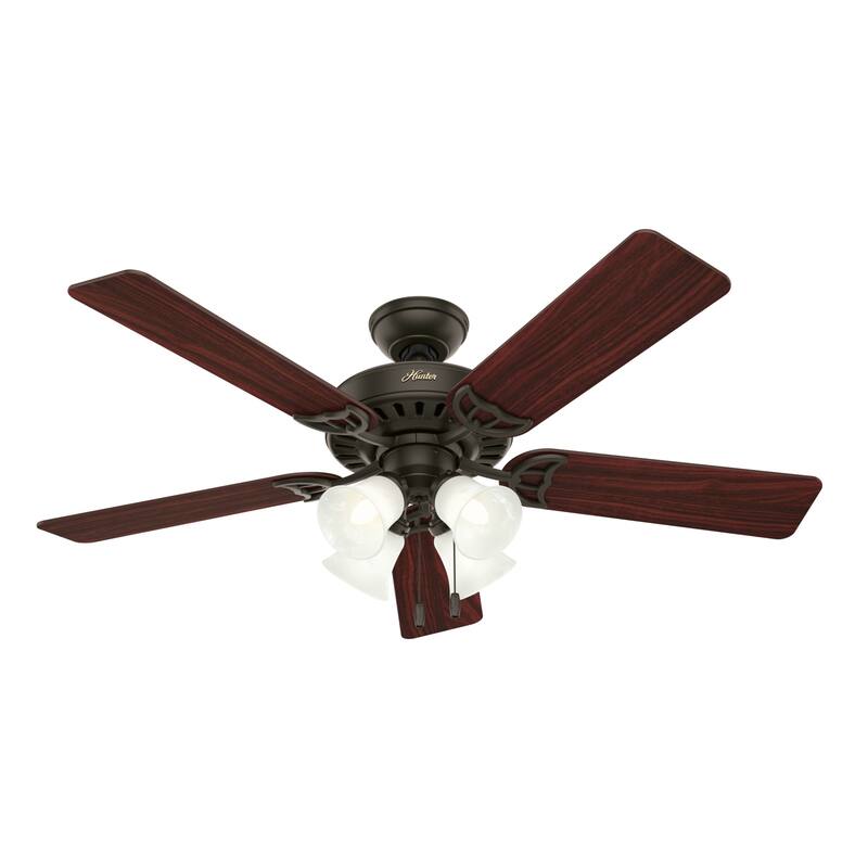 Hunter Fan Studio Series 52" Ceiling Fan with 4-Light LED Light Kit, Pull Chain - Timeless, Traditional