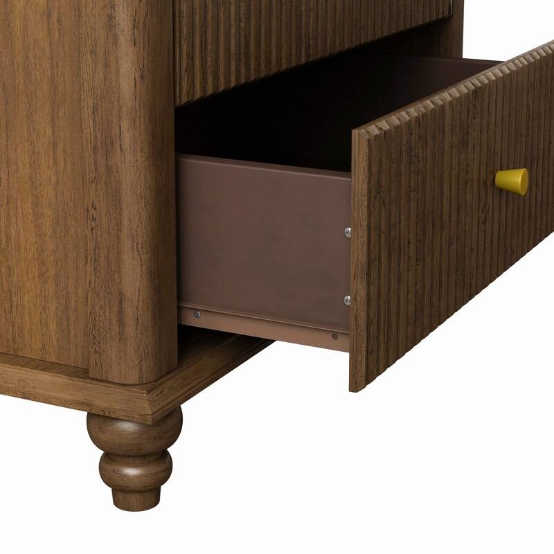Modern Fluted 5 Drawer Dresser with Metal Handles for Stylish Bedroom Organization and Storage
