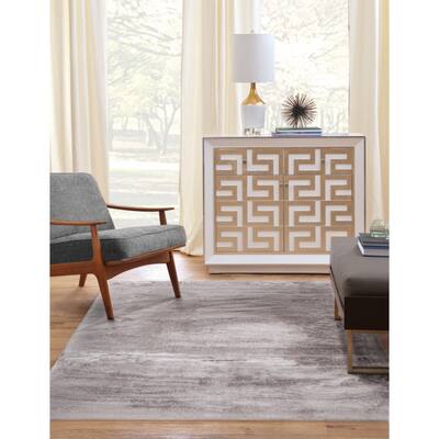 Silver Faux Fur Area Rug 8x10 - 8' x 10'