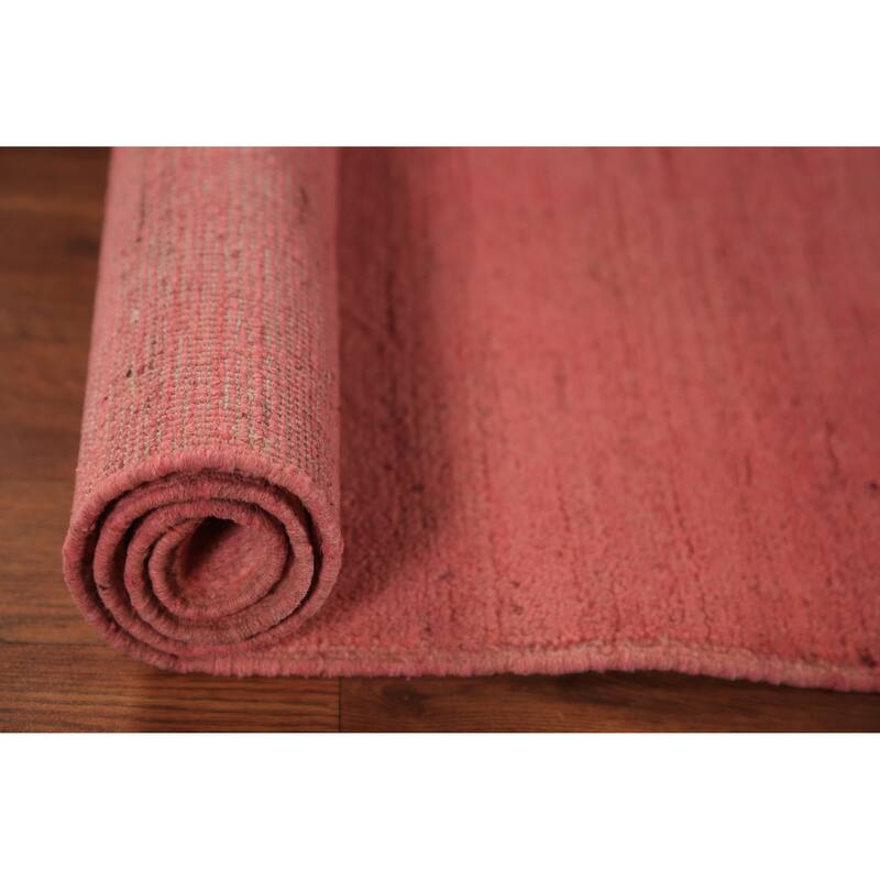 Pink Gabbeh Modern Rug Hand-Knotted Pink Wool Carpet - 2'9" x 3'11"