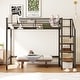 preview thumbnail 1 of 45, Metal Loft Bed with Grid Storage Guardrail and 4-layers Lateral Storage Shelf Ladder - Loft Metal Bed for Bedroom Teens Student Black - Twin