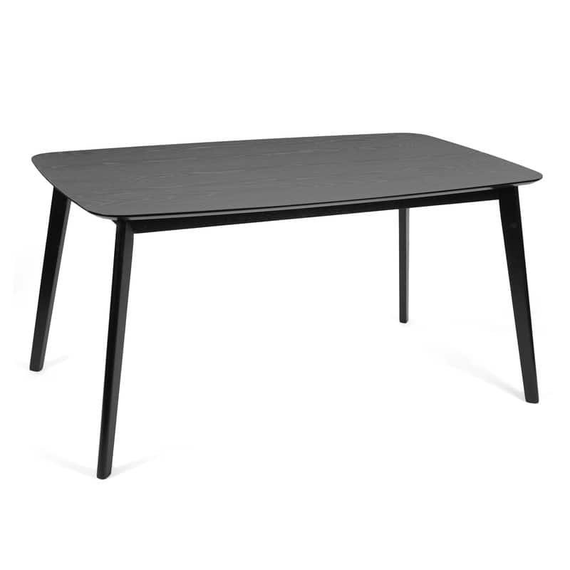 Mid-Century Modern Dining Table with Faux Wood Top & Rubberwood Legs, 59" Retro Kitchen Table