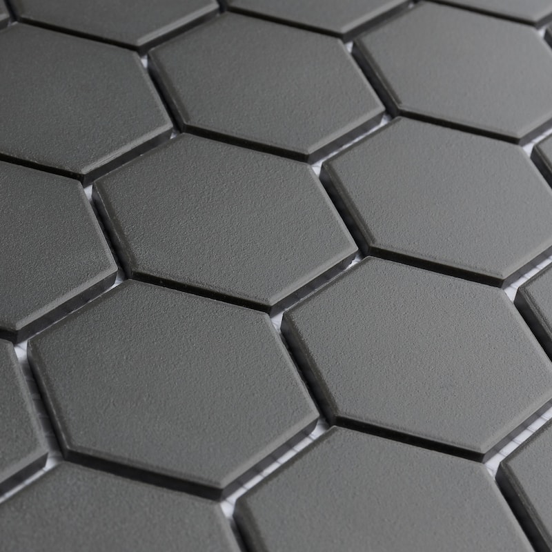 Merola Tile Gotham 2" Hex Black 11-1/8" x 12-5/8" Porcelain Floor and Wall Tile