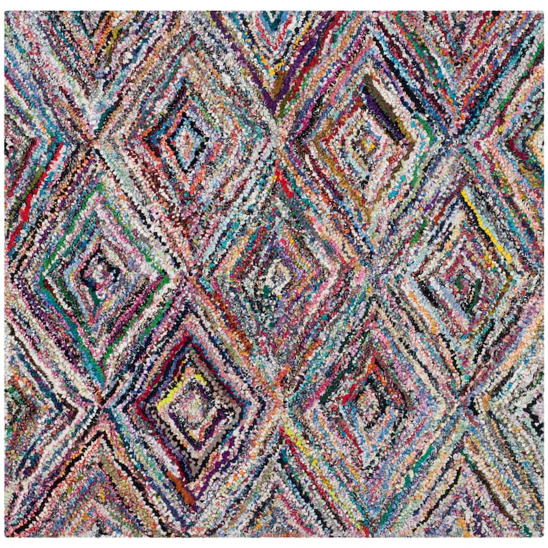 SAFAVIEH Handmade Nantucket Bengusu Contemporary Cotton Rug - 4' Square - Multi