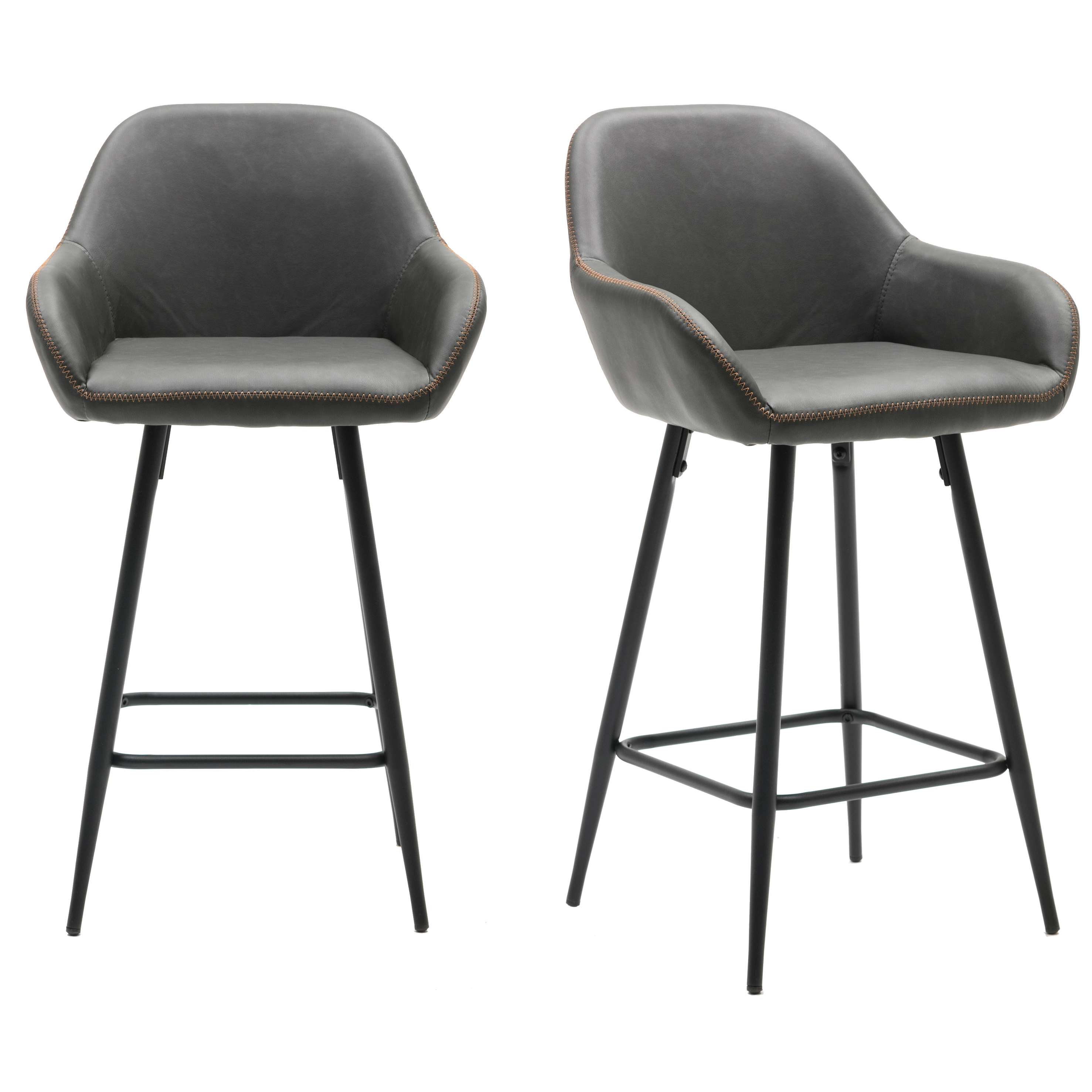 Bucket Upholstered Dark Accent Barstool Chair Set of 2 Bed