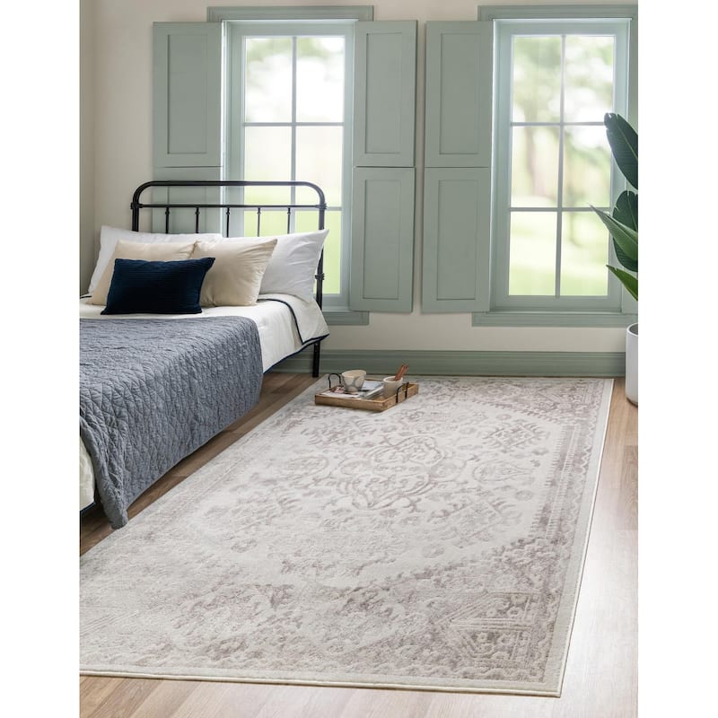 Contemporary Trabzon Collection Area Rug - Cream-Gray - 9'x12'